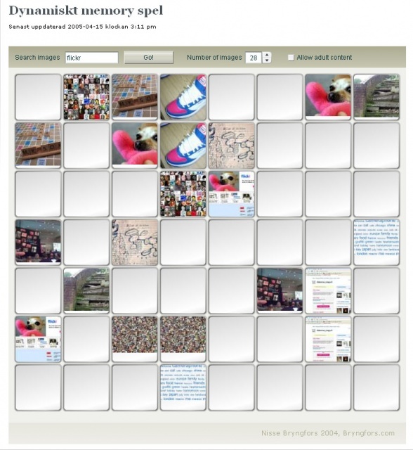 Yahoo! Memory Game (Dynamiskt memory spel)