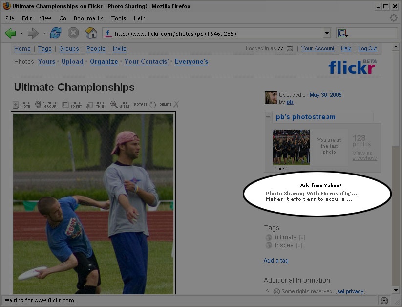 Yahoo! ads on Flickr