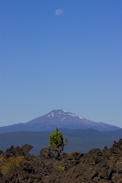 moon over mt. bachelor